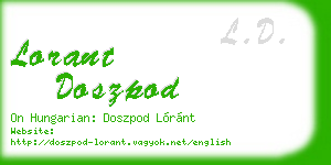 lorant doszpod business card