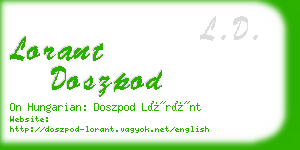 lorant doszpod business card